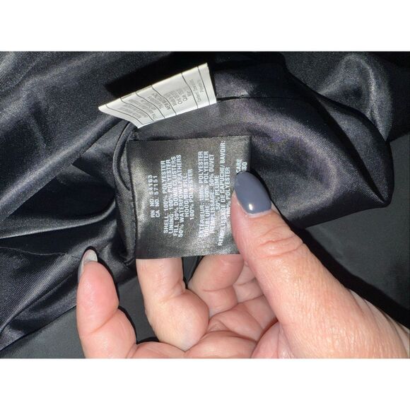 Cole Haan Black Quilted Down Feather Long Hooded Puffer Coat sz 2X EUC - Picture 9 of 9